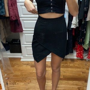 H&M textured black crossover mini skirt